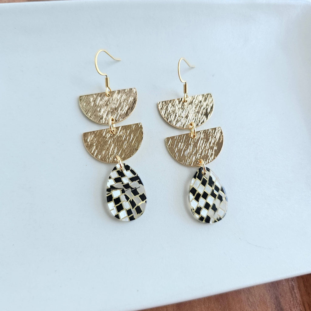 Black Shimmer Checker Aria Earrings