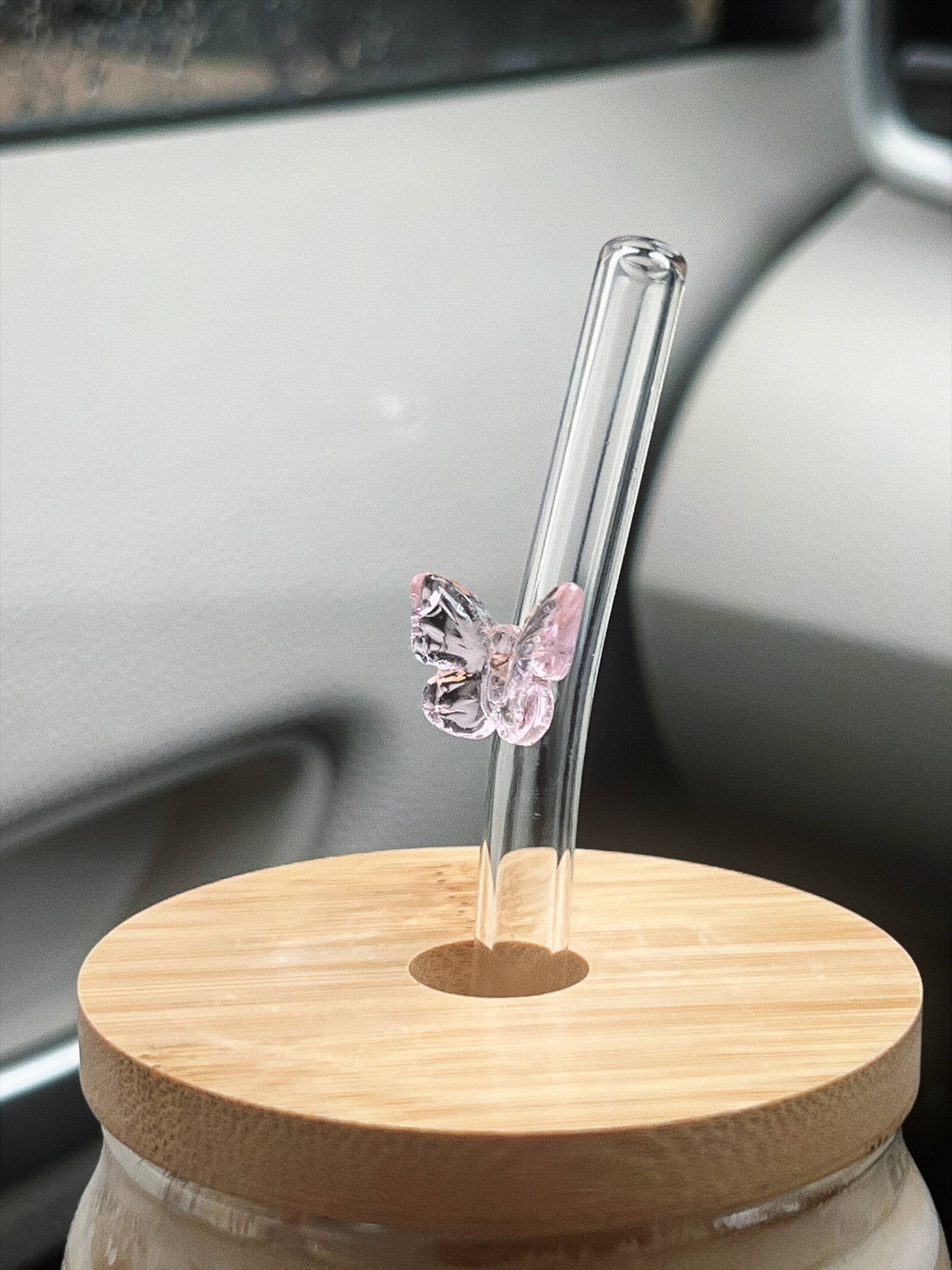 Butterfly Glass Straws: Blue