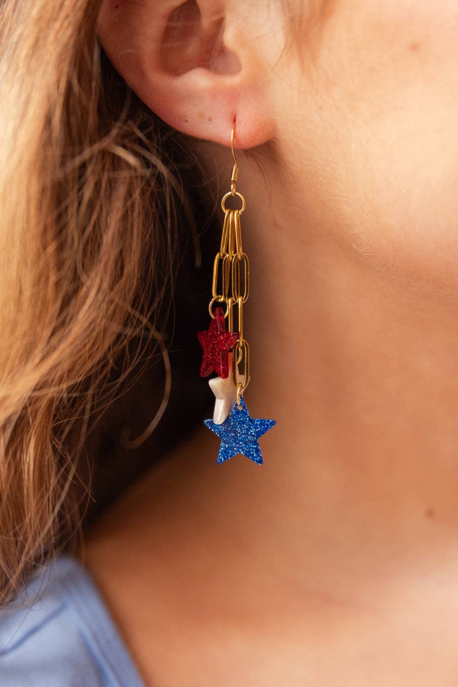 Red, White & Blue Firework Star Earrings