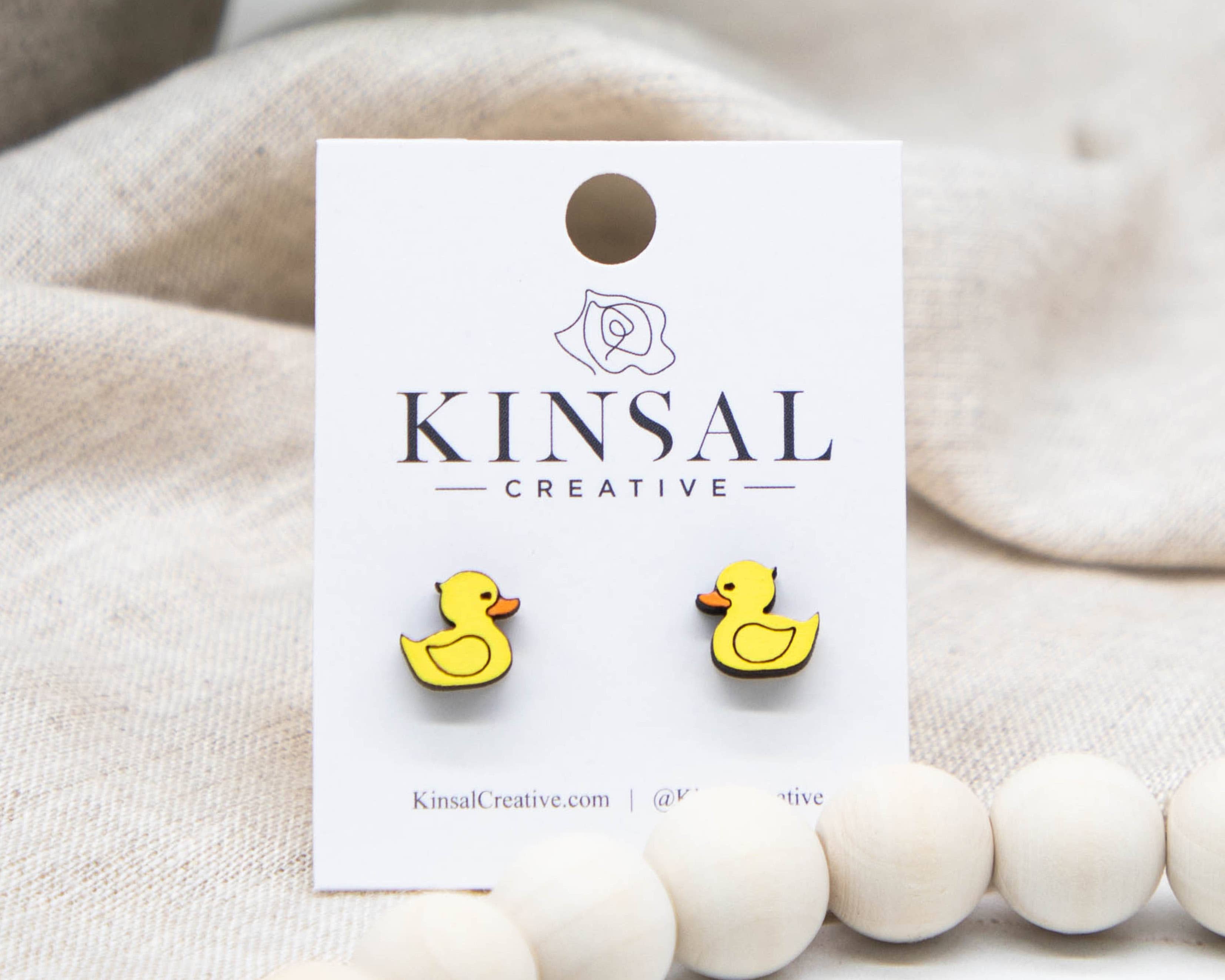Rubber Duck Wood Stud Earrings