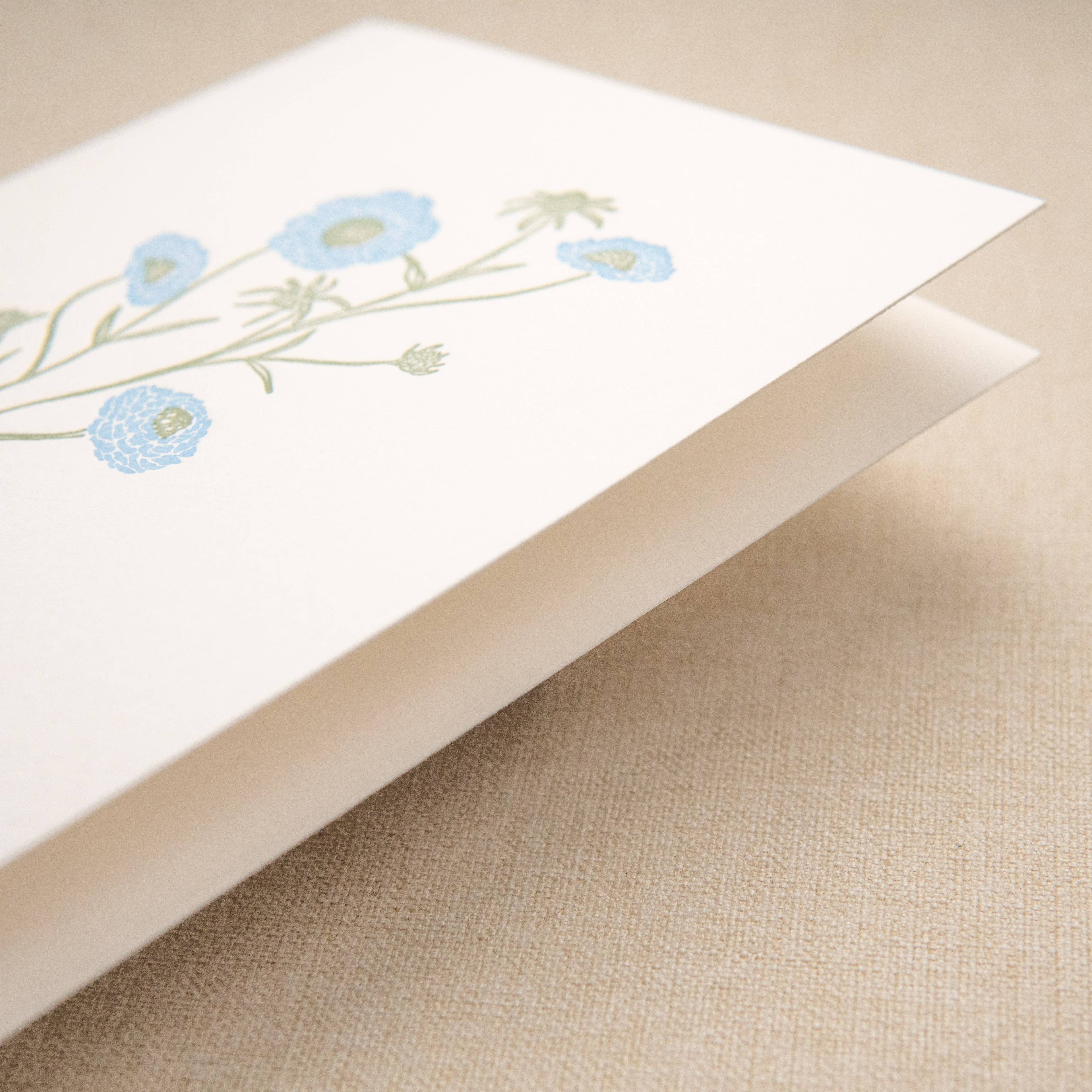 Blue Wildflower Blank Card | Letterpress Blank Card
