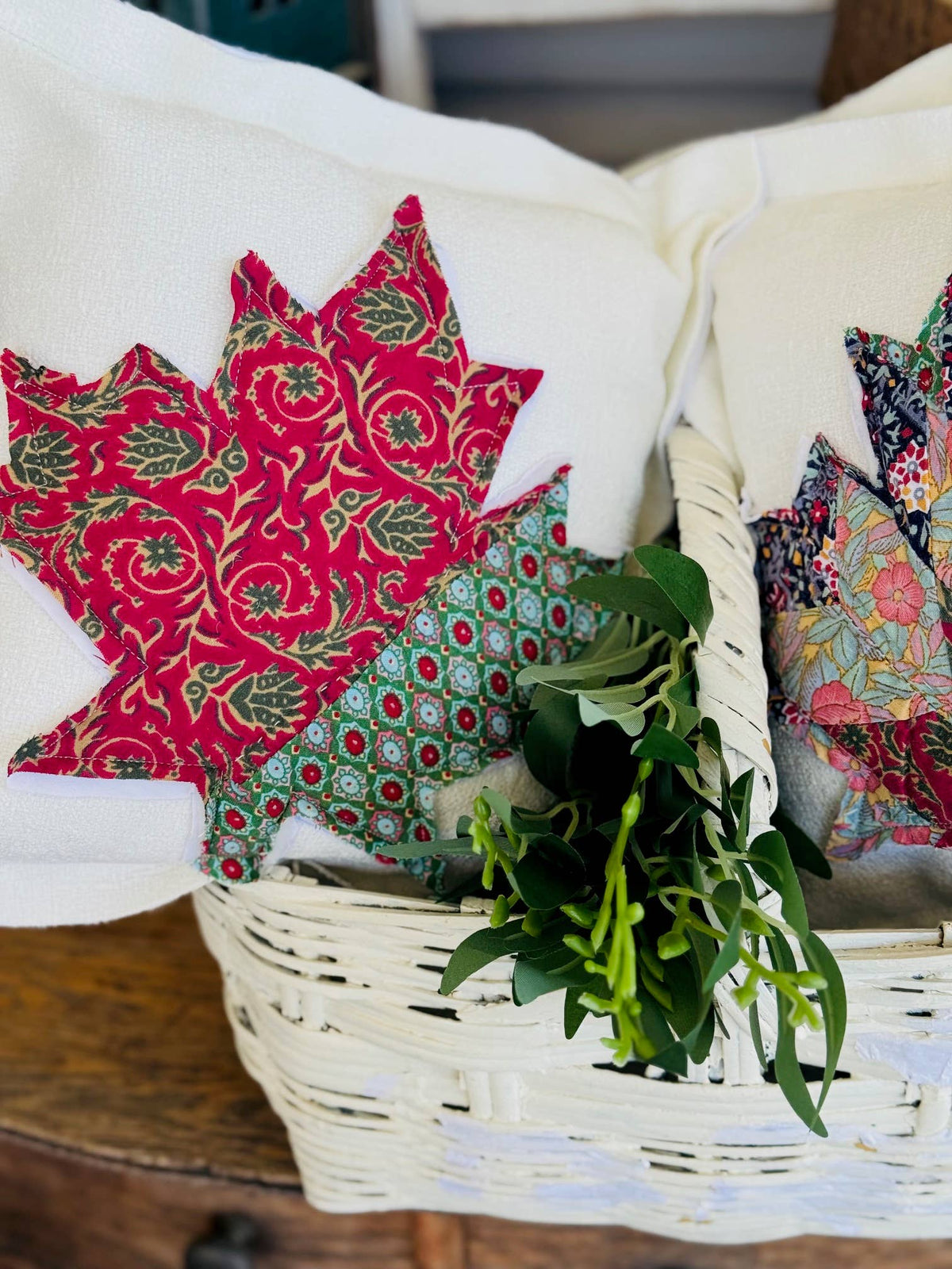 Vintage Quilt Maple Leaf Pillow