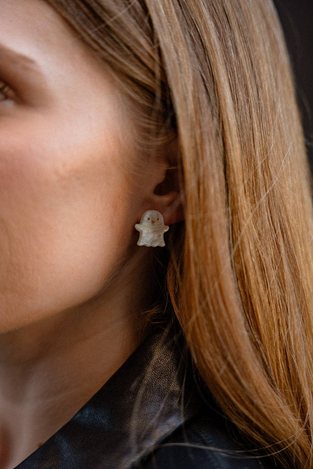 Friendly Ghost Studs - White Shimmer // Halloween, Earrings