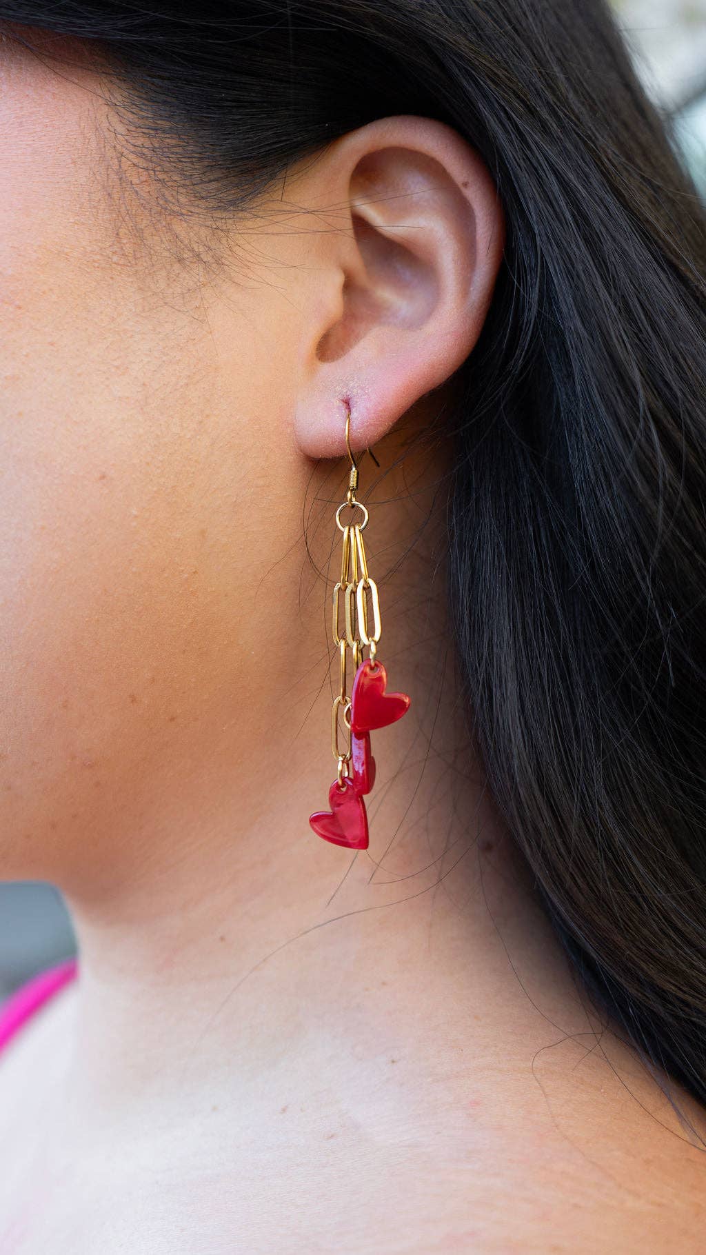 Heartstring Earrings - Red // Valentine's Day Jewelry