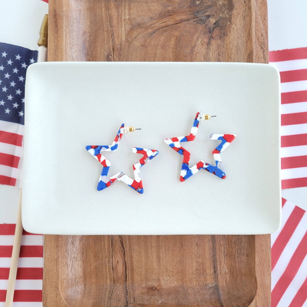 Red, White & Blue Star Hoops