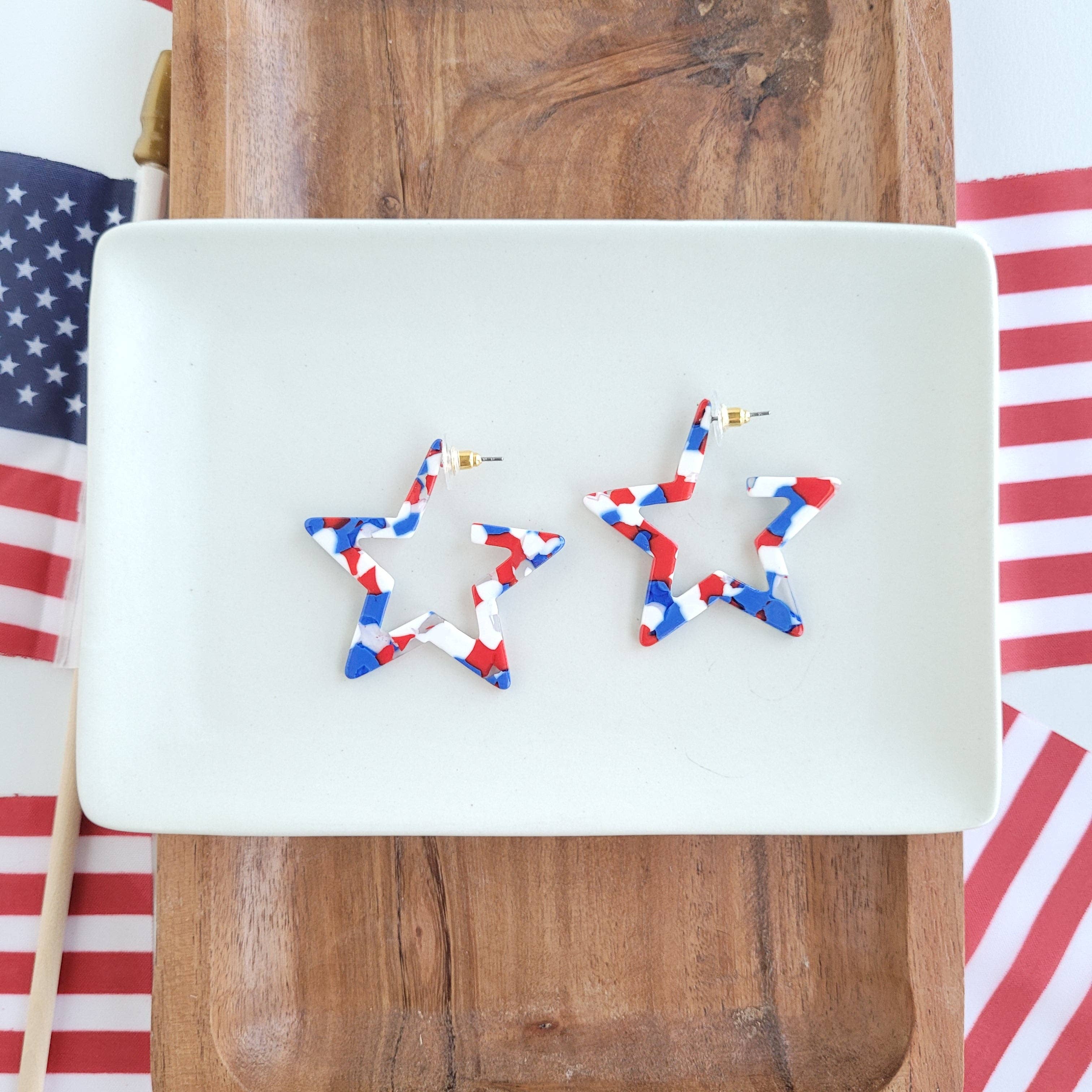 Red, White & Blue Star Hoops