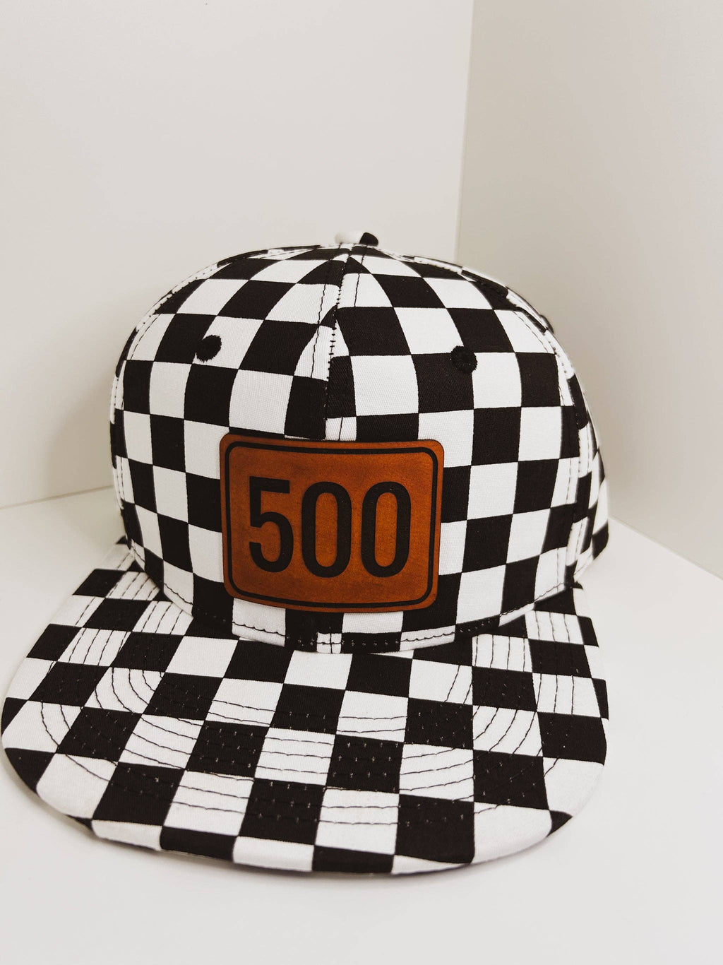 Checkered 500 Leather Patch Hat