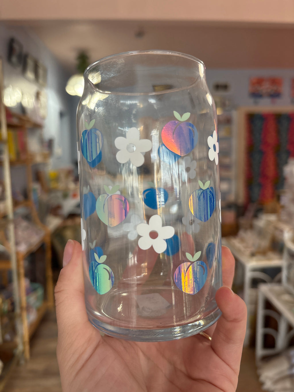 Blue Peaches Glass