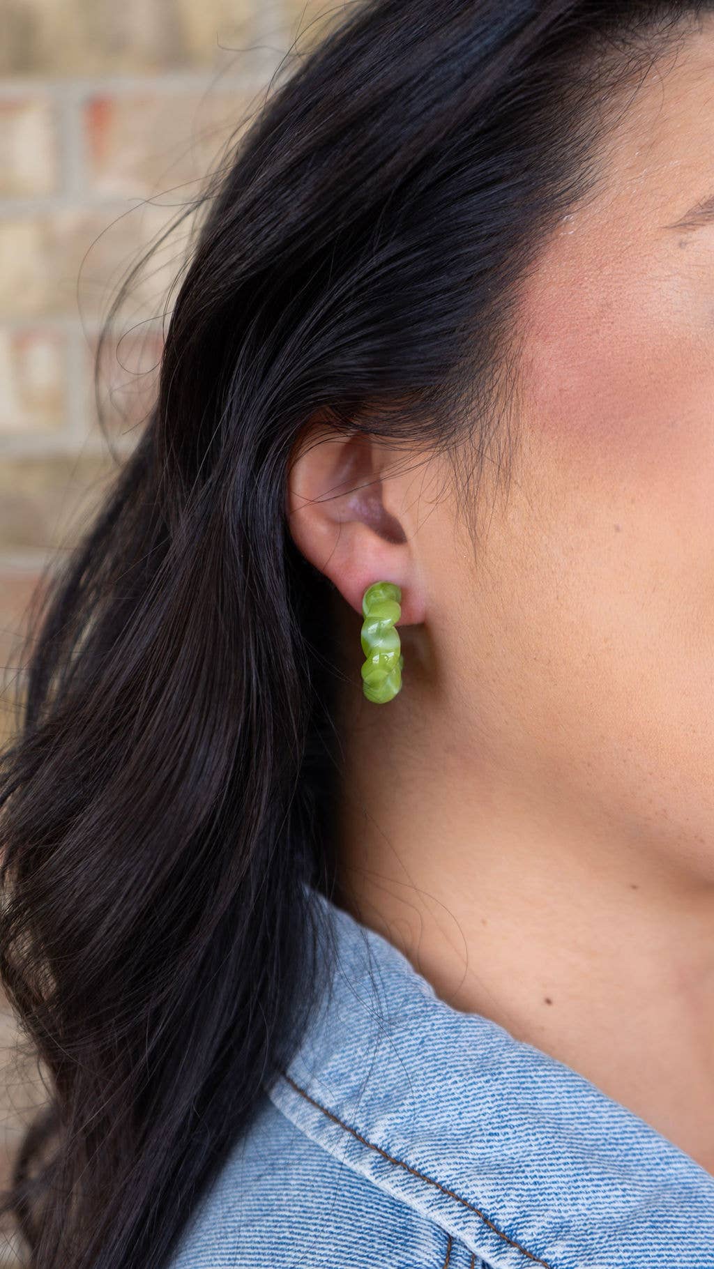Ramona Hoops - Olive Green // Fall, Resin, Earrings, Jewelry