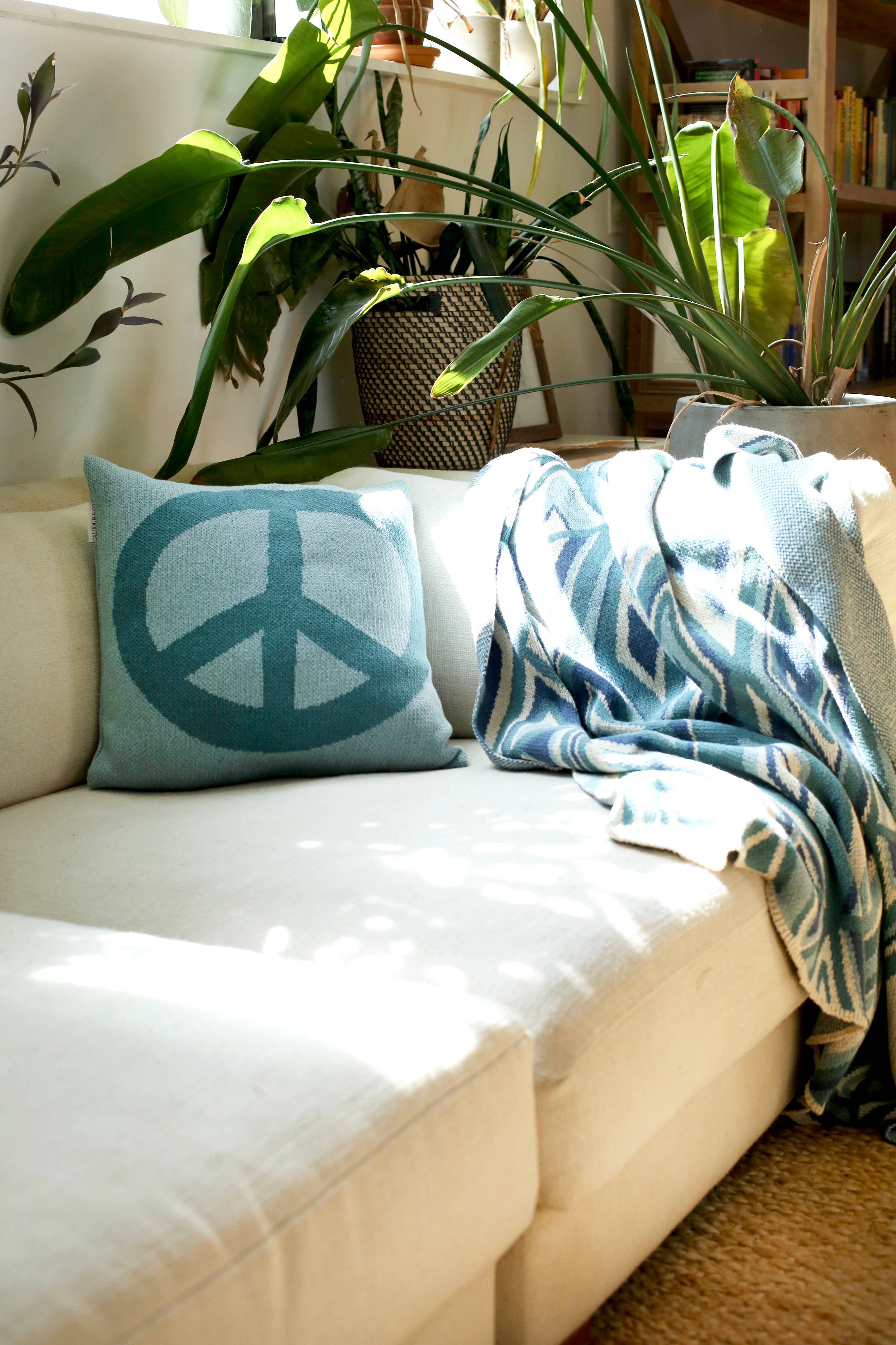 Peace Sign Knit Pillow