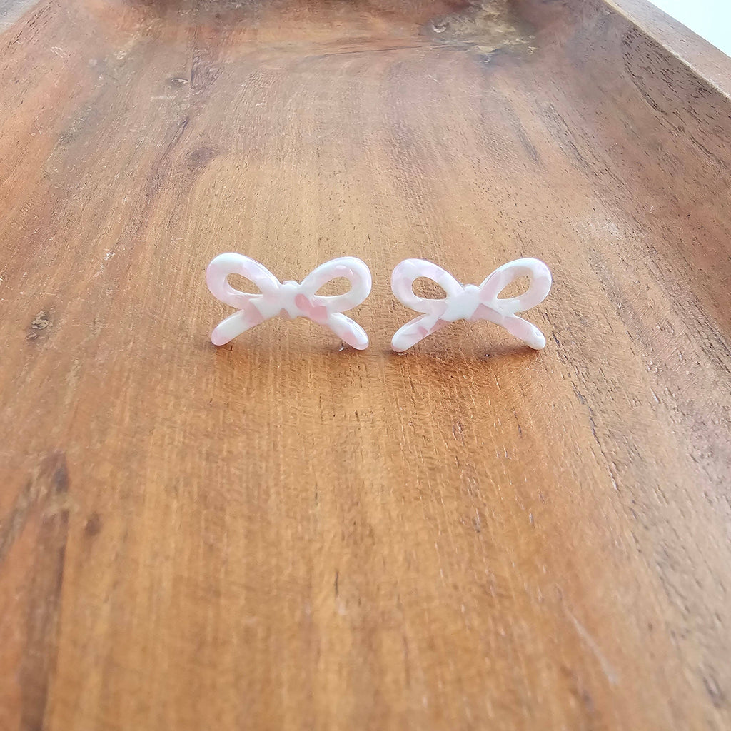 Powder Pink Dot Bowie Studs