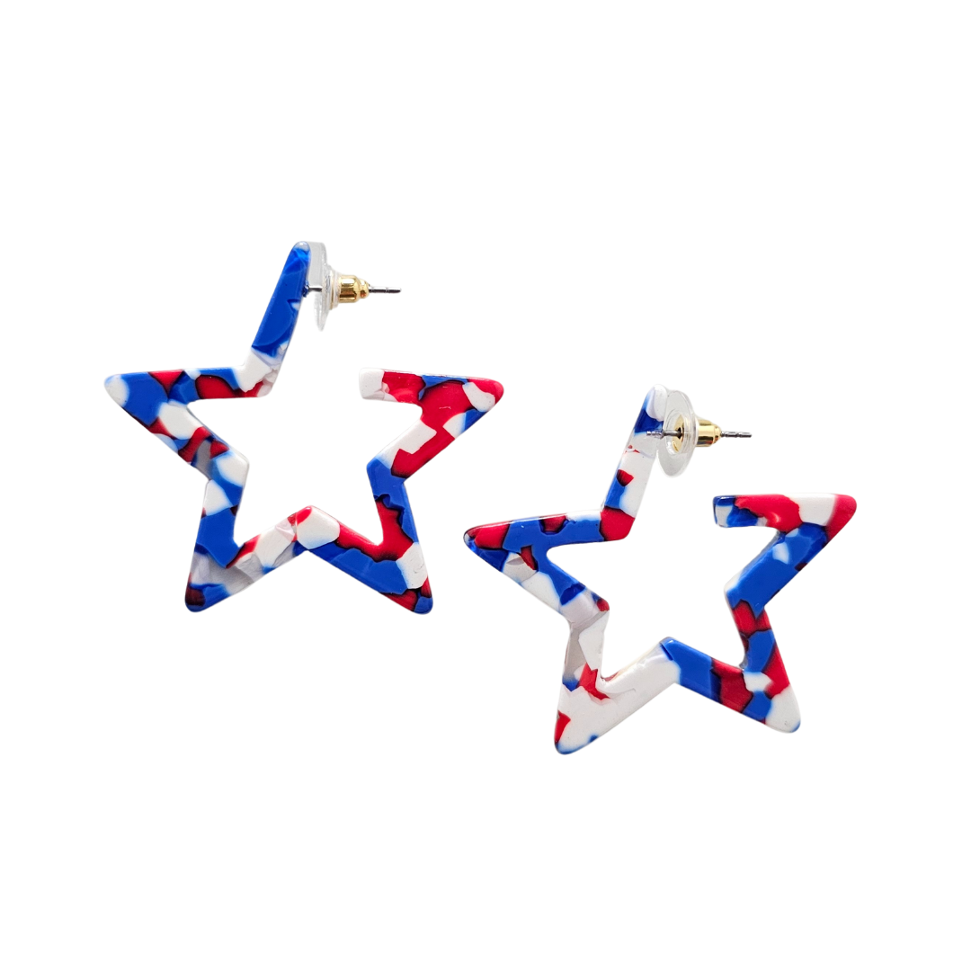 Red, White & Blue Star Hoops