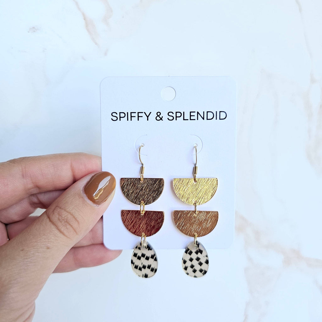 Black Shimmer Checker Aria Earrings