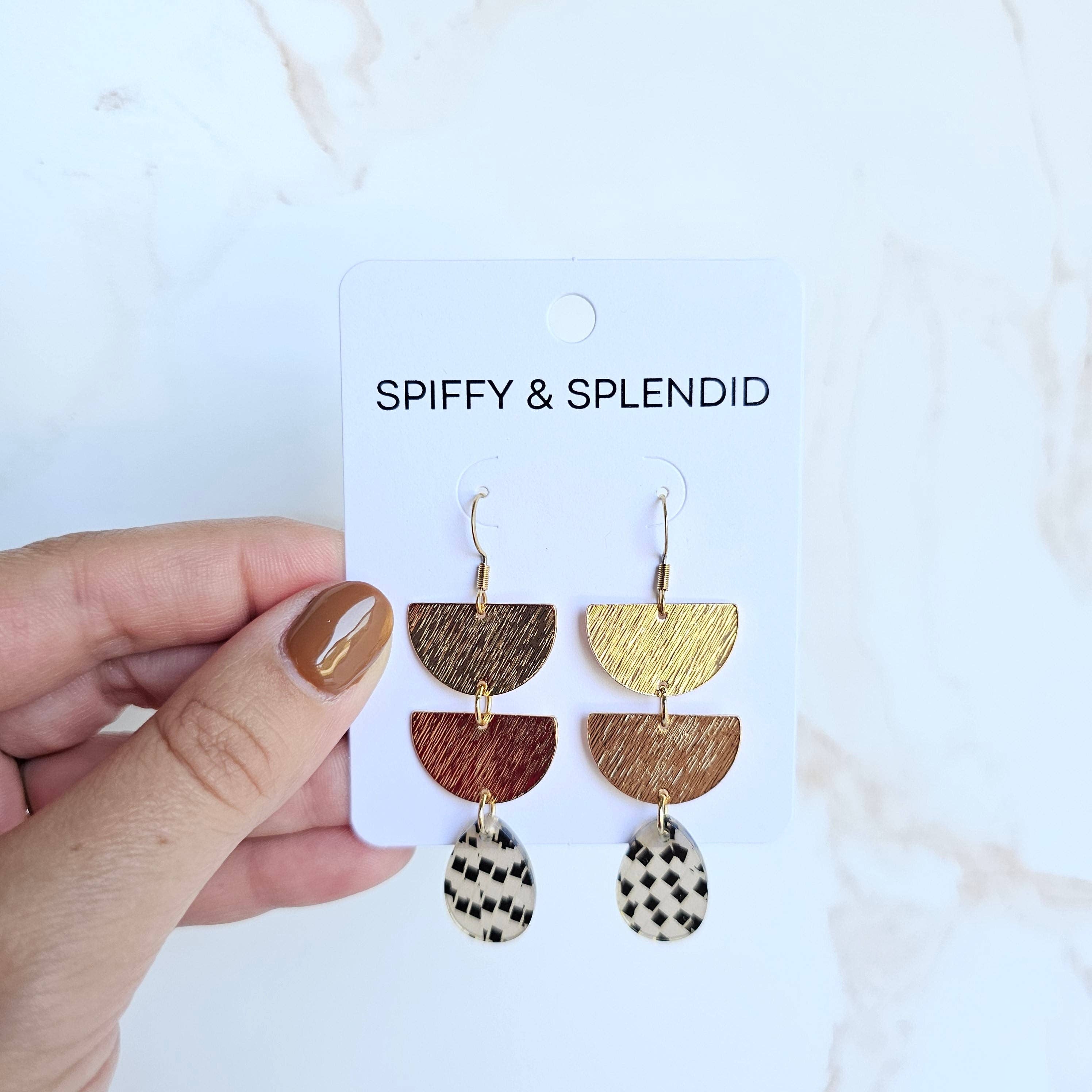 Black Shimmer Checker Aria Earrings