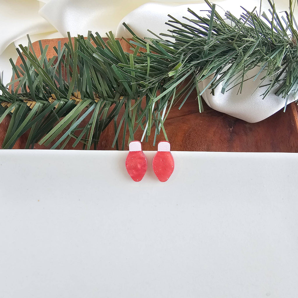 Red Shimmer Christmas Light Studs