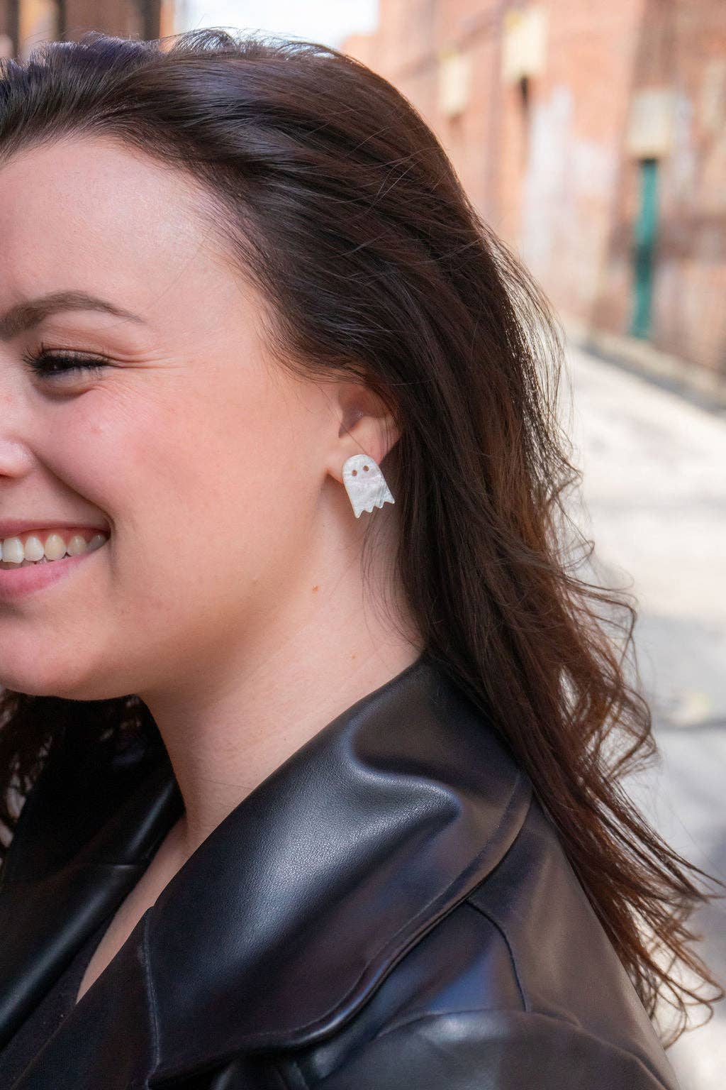 White Shimmer Ghost Studs