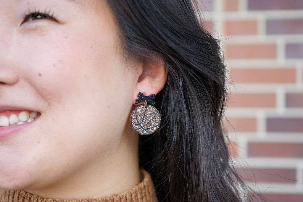 Bow Basketball Earrings // Jewelry, Earrings, Game Day