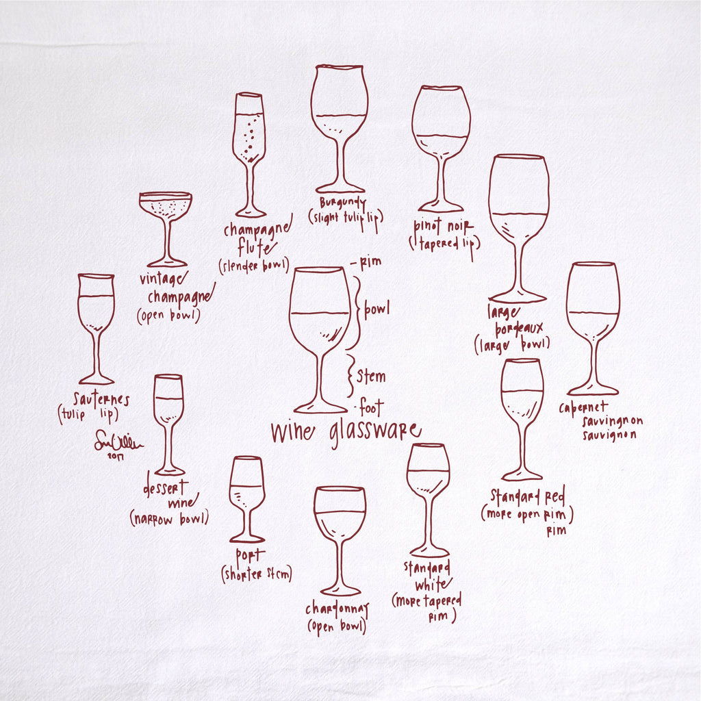 Wine Glassware Tea Towel | kitchen | flour sack | dish