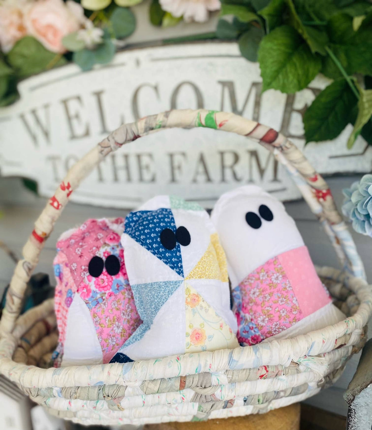 Handmade Vintage Quilted Ghost Pillow