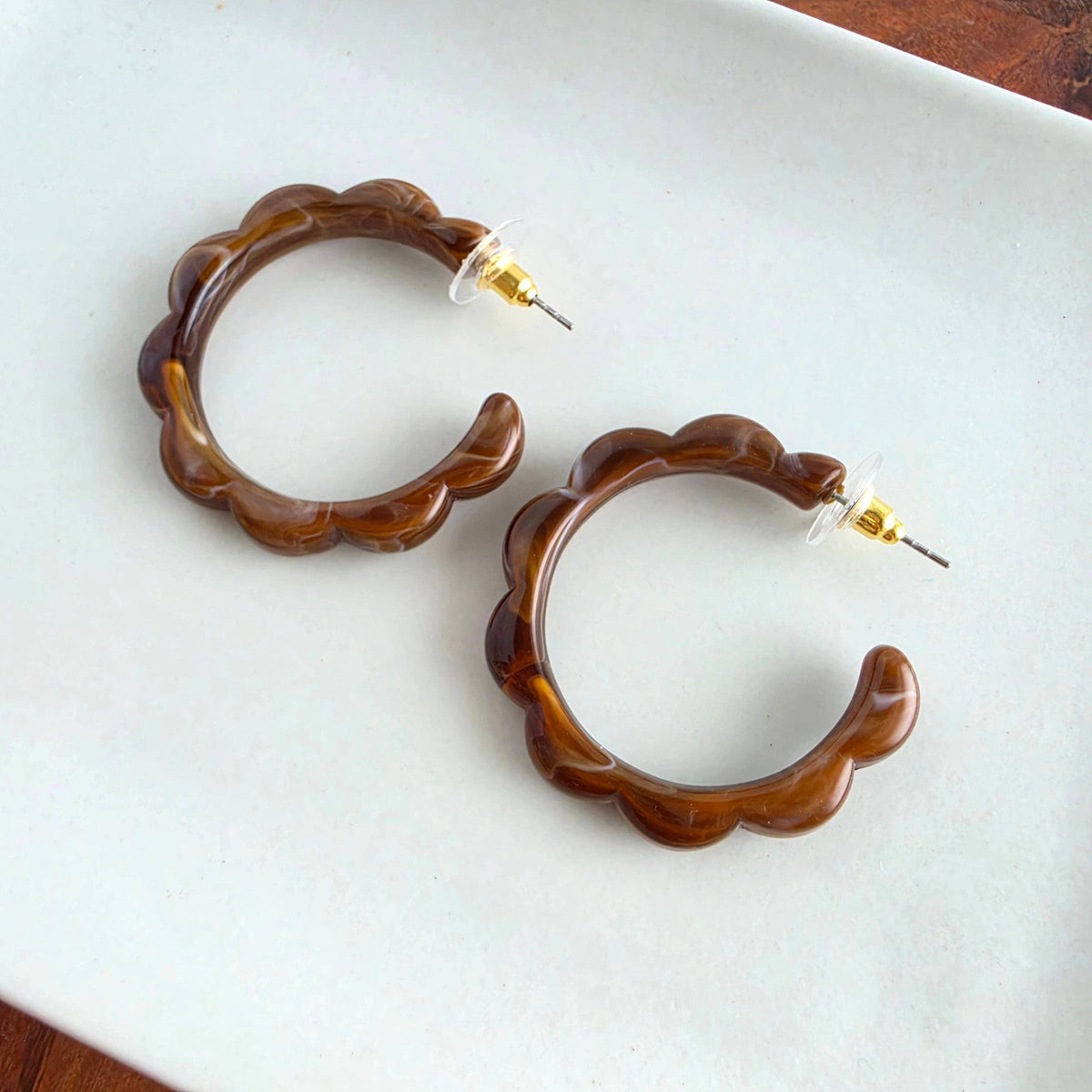 Scarlett Hoops - Cocoa Brown // Fall, Resin, Earrings
