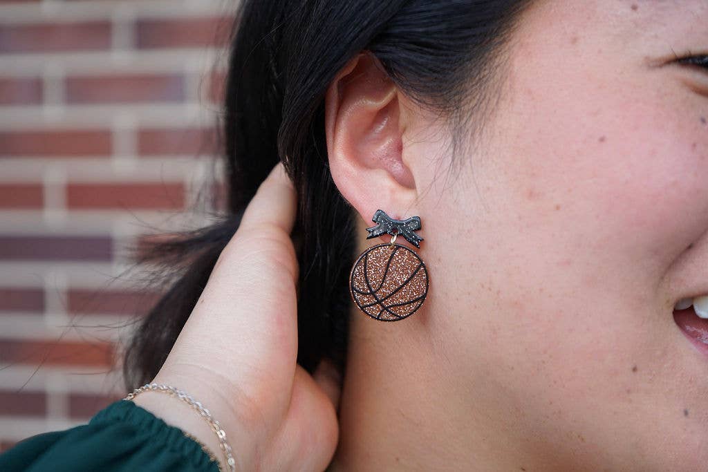 Bow Basketball Earrings // Jewelry, Earrings, Game Day
