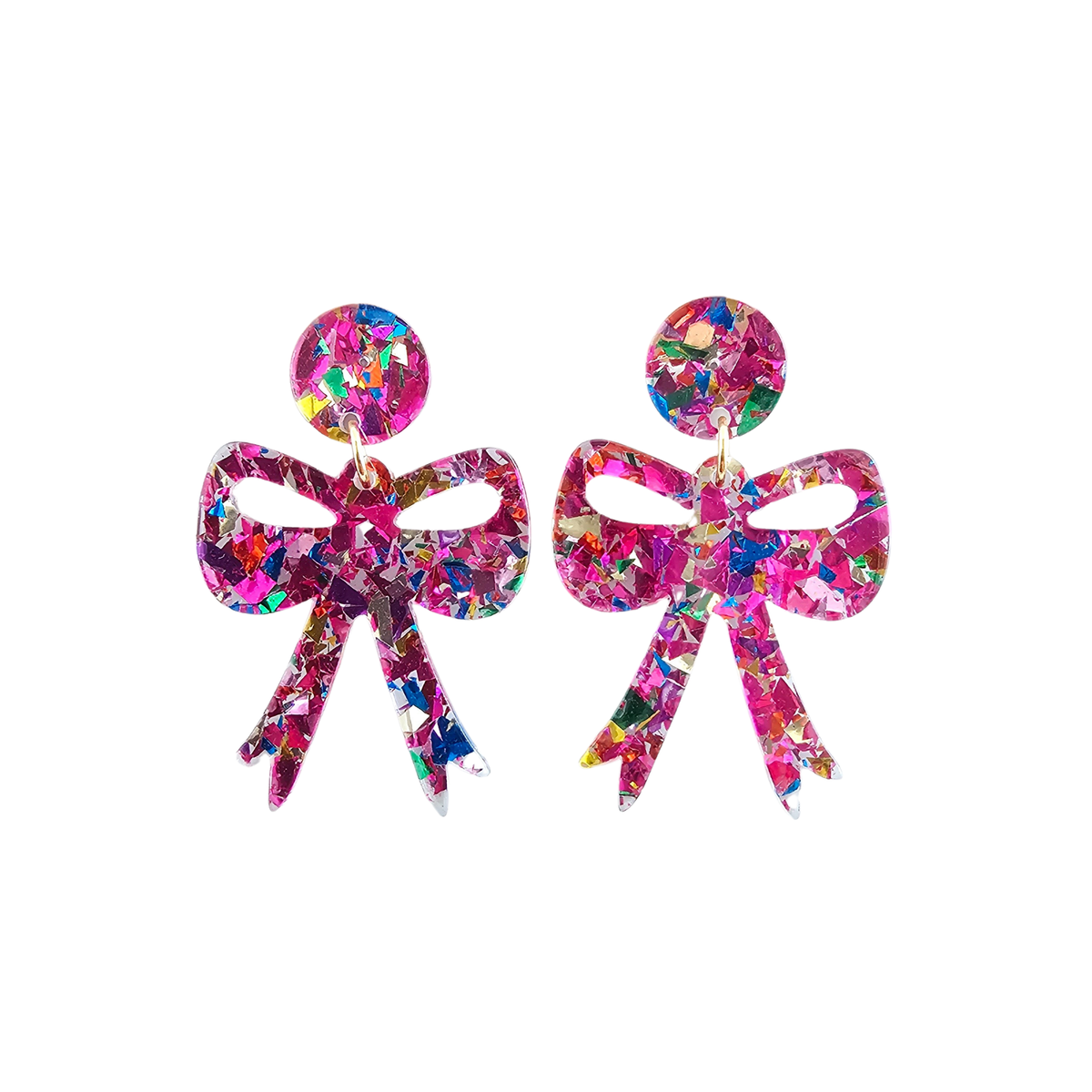 Pink Sparkle Bow Earrings