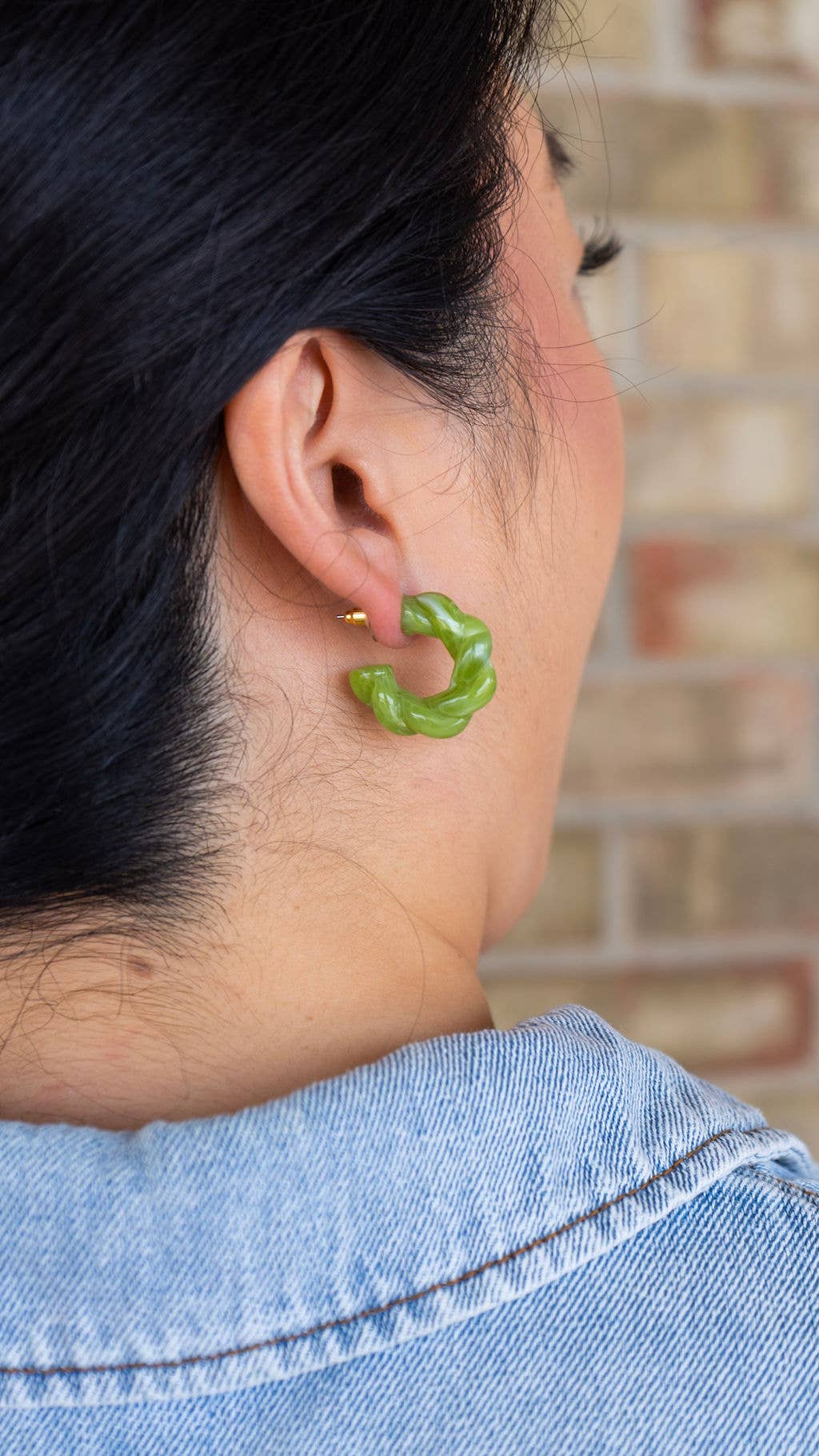 Ramona Hoops - Olive Green // Fall, Resin, Earrings, Jewelry