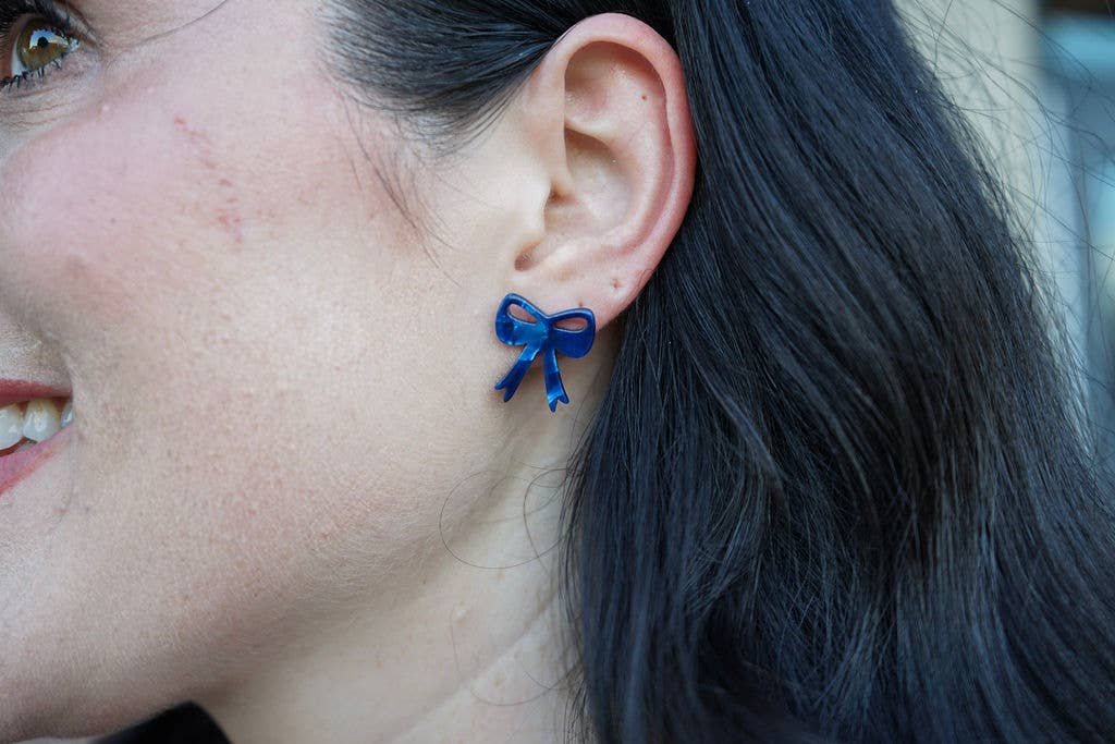 Bow Studs - Navy // Jewelry, Earrings, Fall