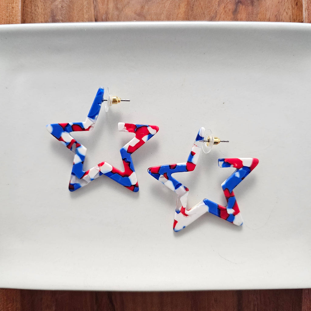 Red, White & Blue Star Hoops