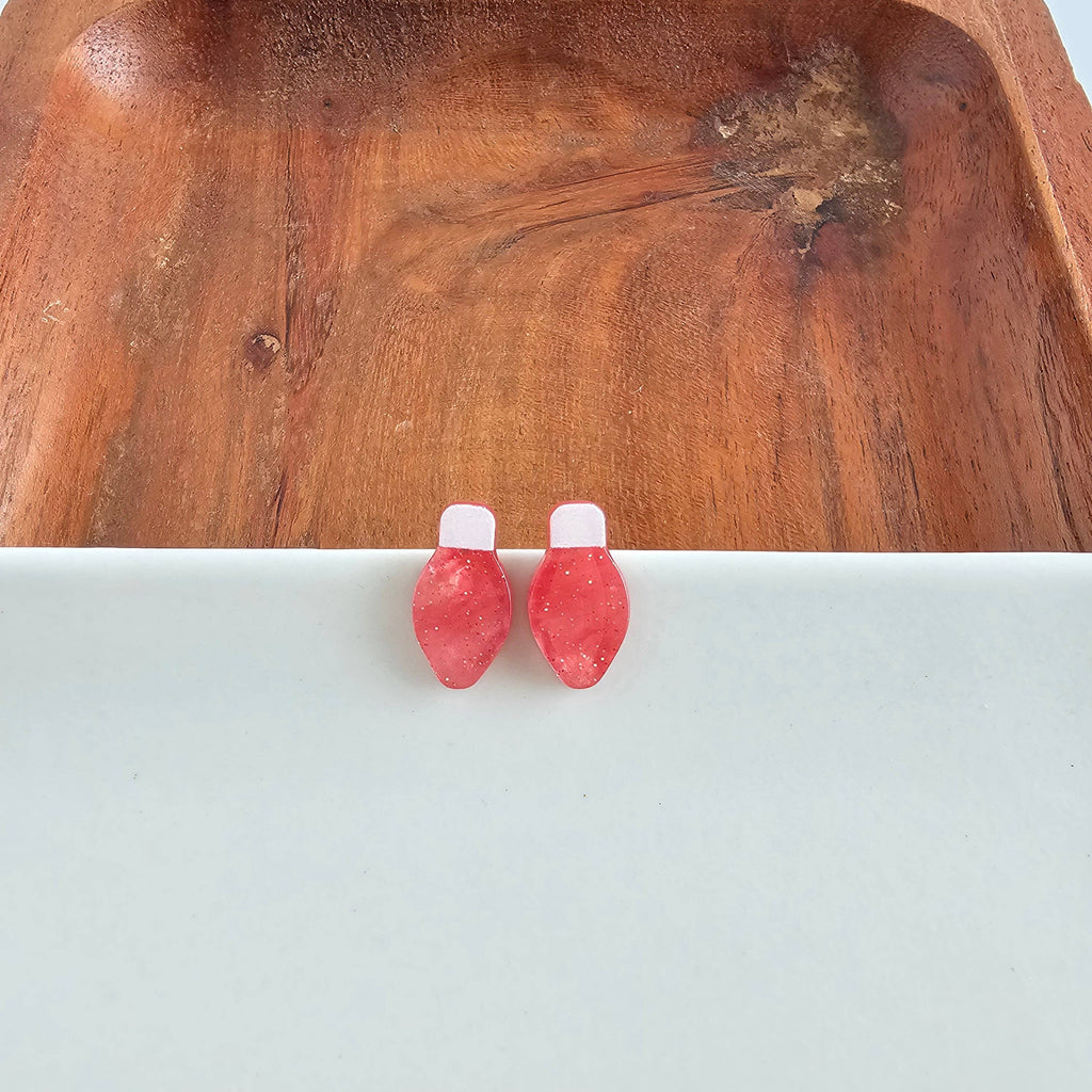 Red Shimmer Christmas Light Studs