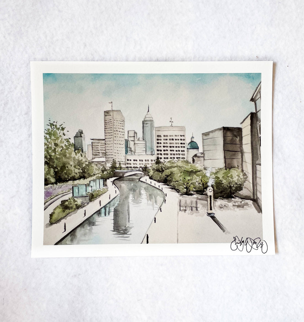 Watercolor Print of the Indianapolis Skyline