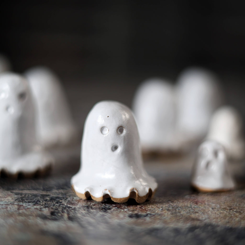 Handmade Tiny Ceramic Ghost in a Bubble | Mini Ghost Figurin