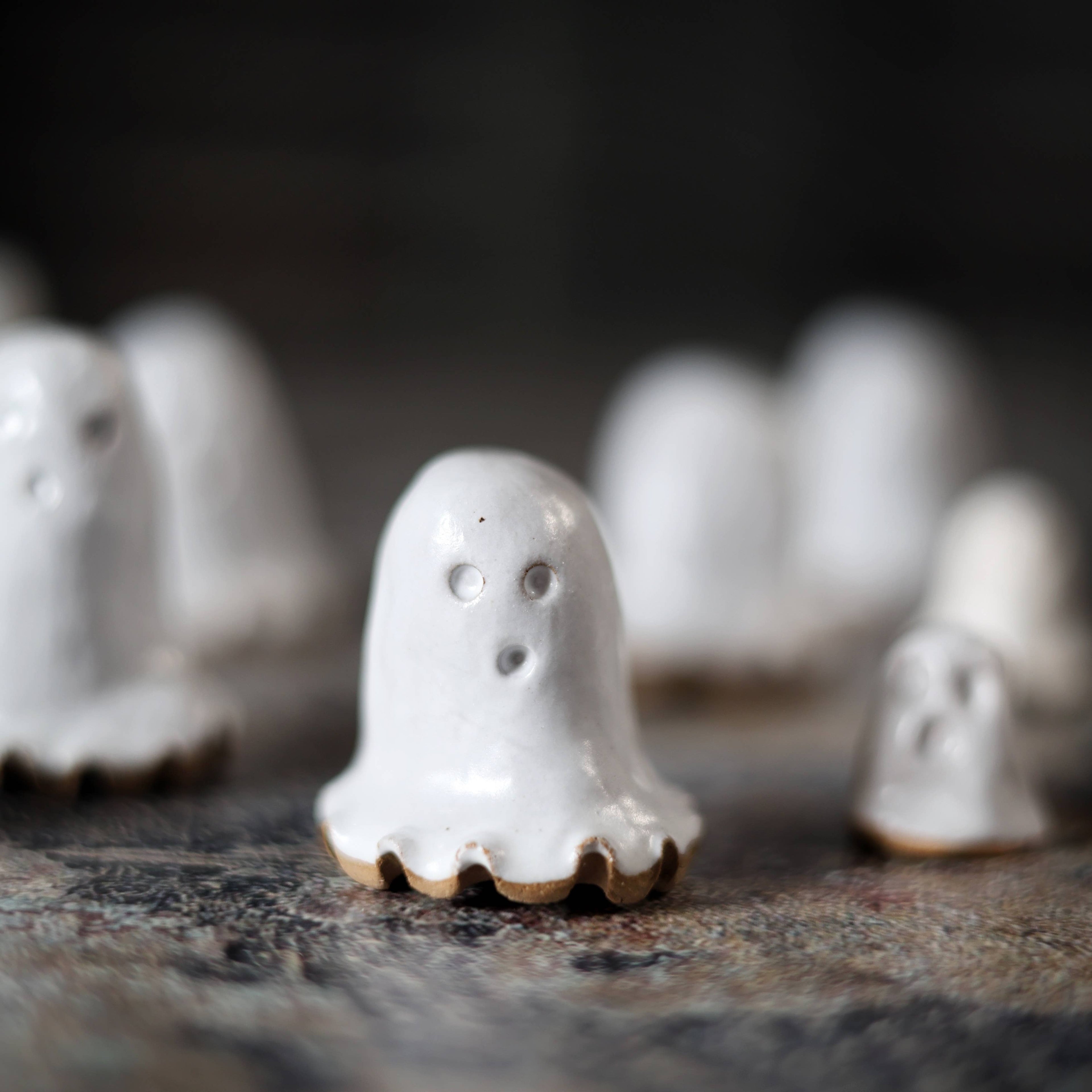 Handmade Tiny Ceramic Ghost in a Bubble | Mini Ghost Figurin