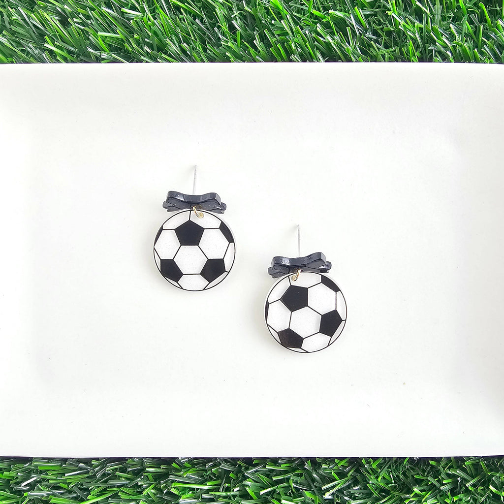 Bow Soccer Ball Earrings // Jewelry, Game Day