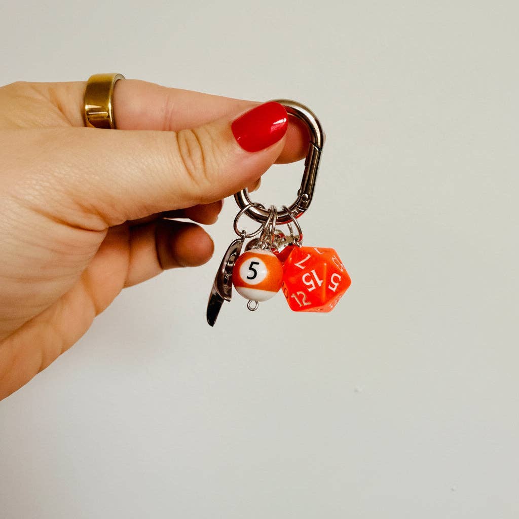 Carabiner 8 Ball and Dice Keychain