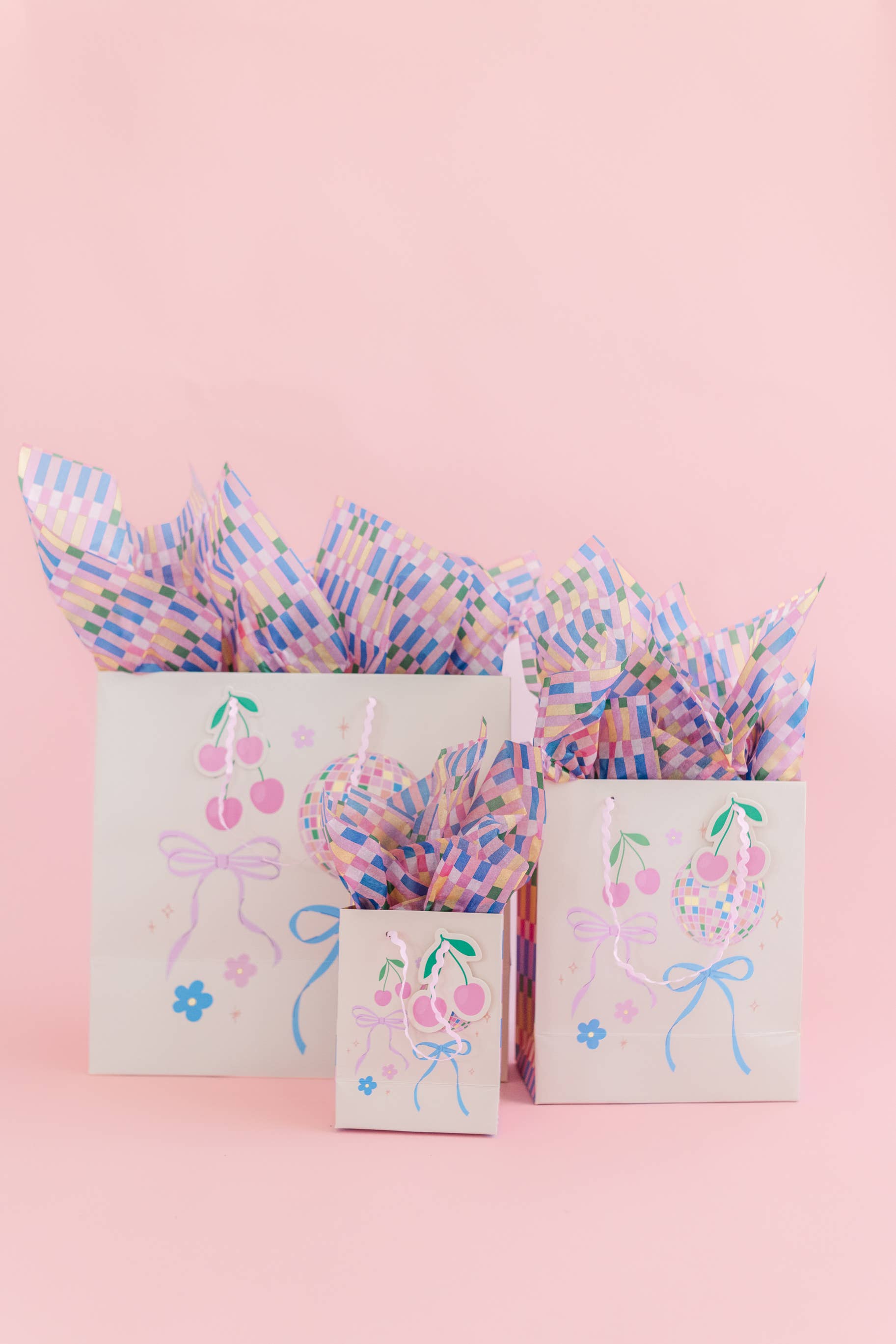 Disco Ball + Cherry Bows Gift Bag with Tag
