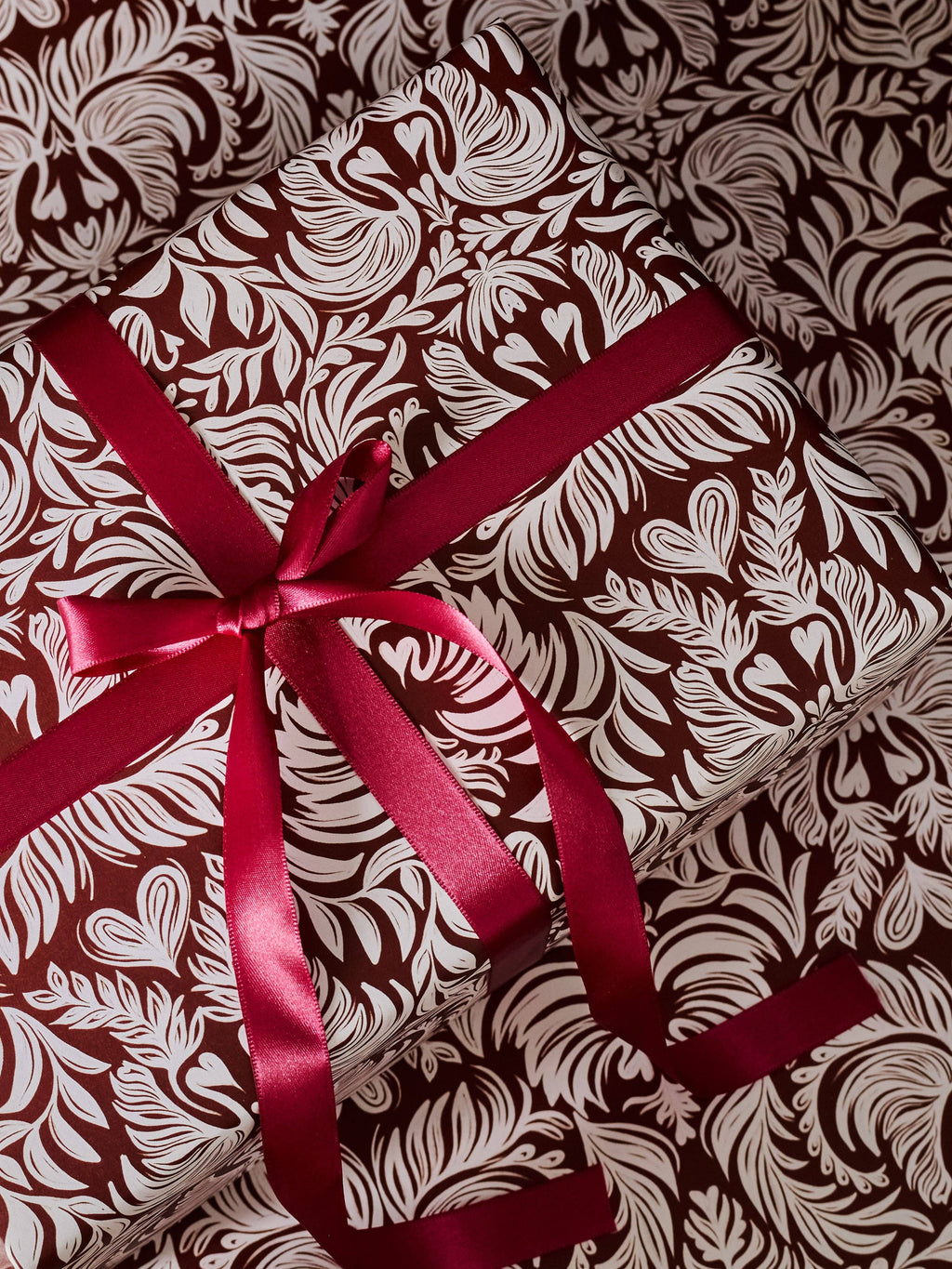 Mocha Latte Art & Tulip Windowpane Double Sided Gift Wrap