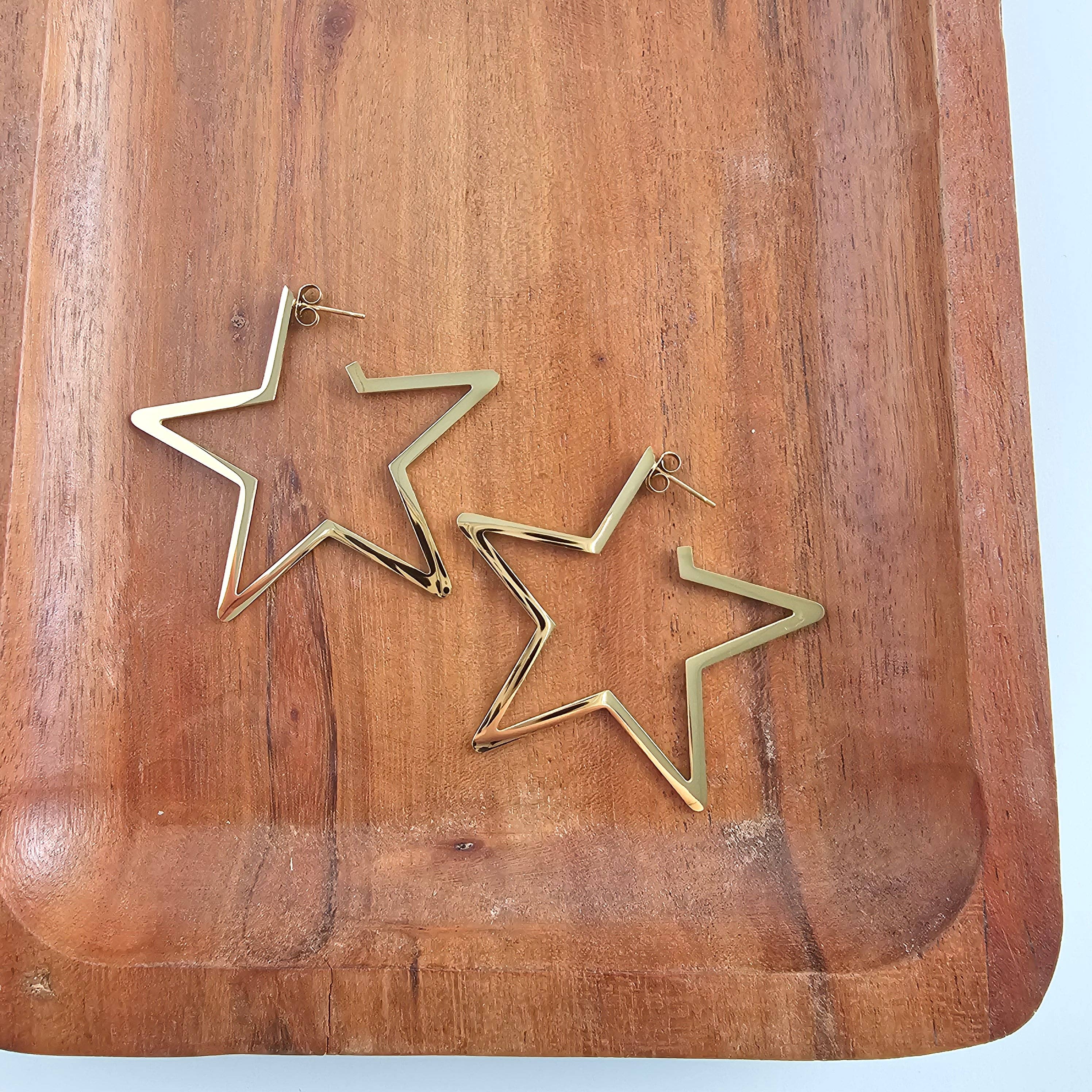 Gold Luxe Star Hoops