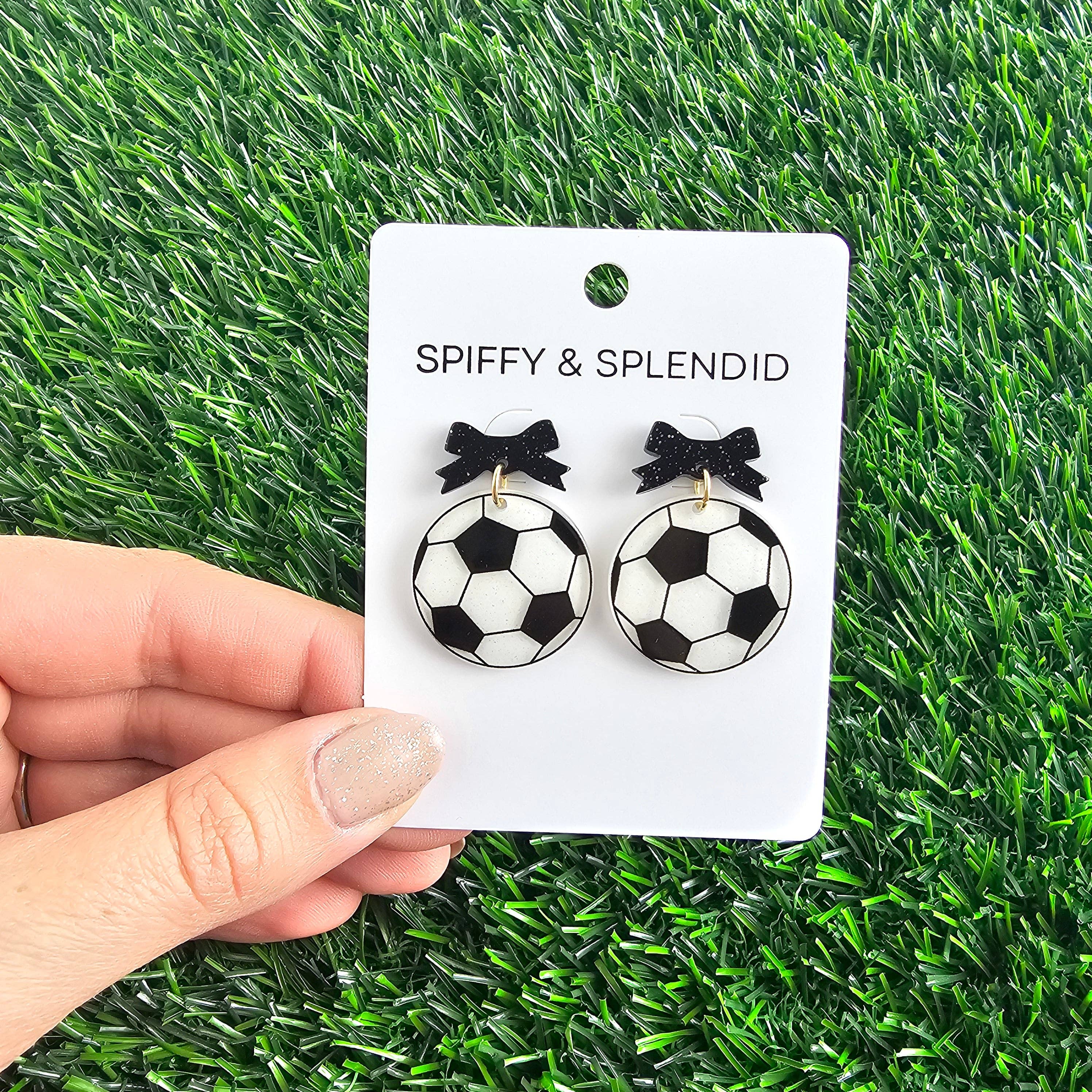 Bow Soccer Ball Earrings // Jewelry, Game Day