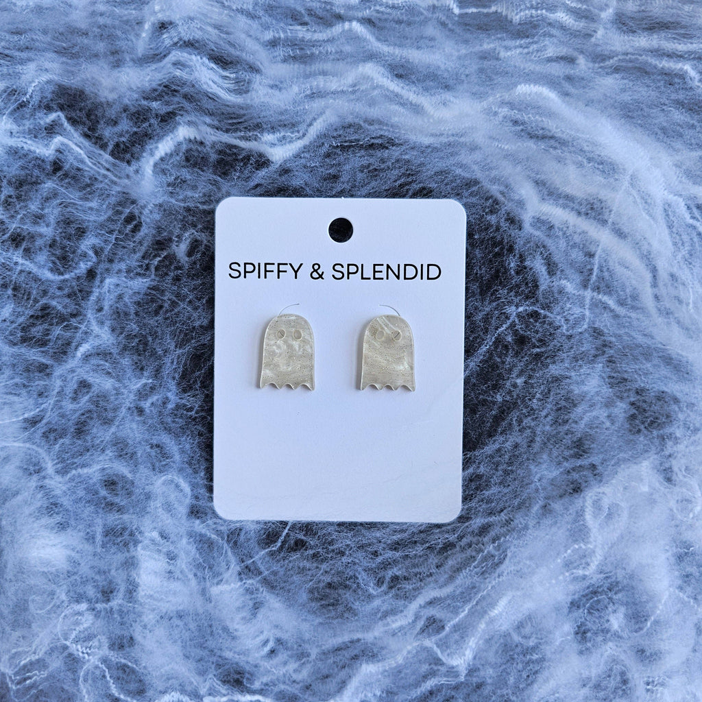 White Shimmer Ghost Studs