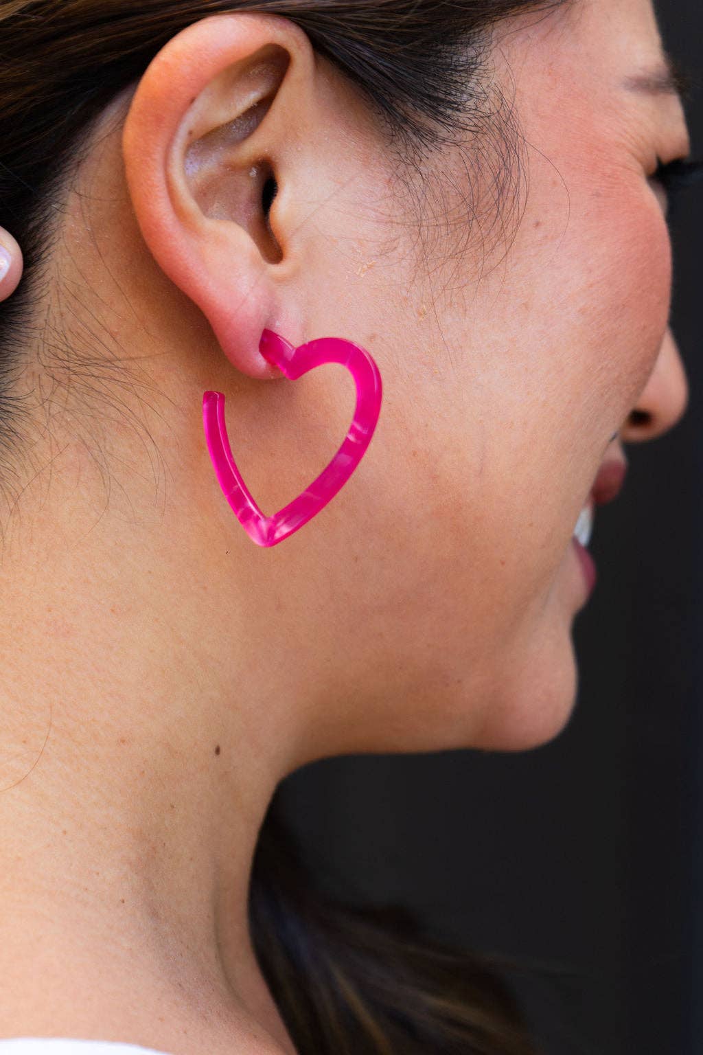 Hot Pink Heart Hoops