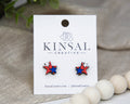 Patriotic Stars Wood Stud Earrings