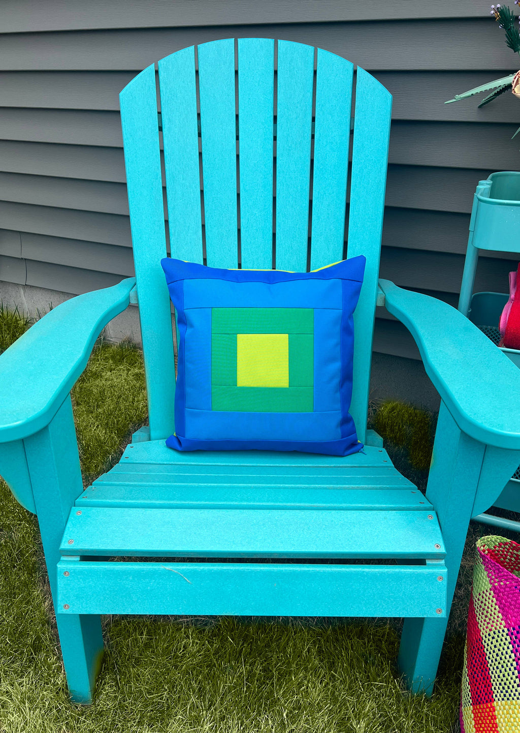Outdoor Pillow in "Sea" Colorway