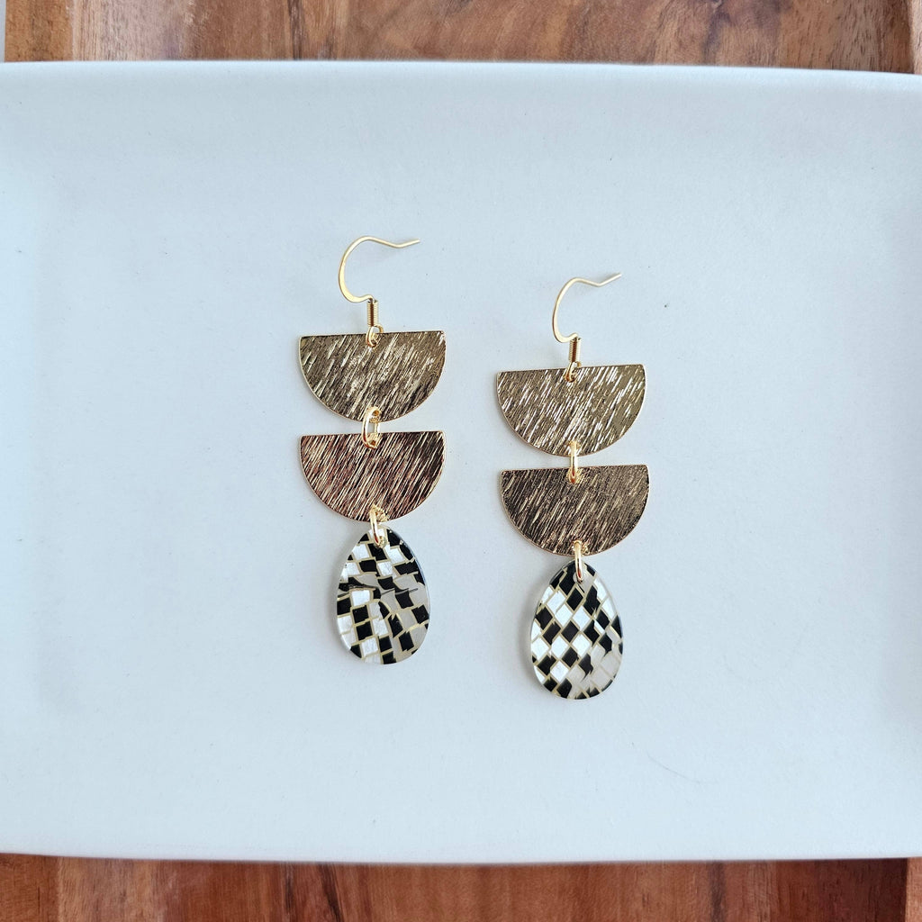 Black Shimmer Checker Aria Earrings