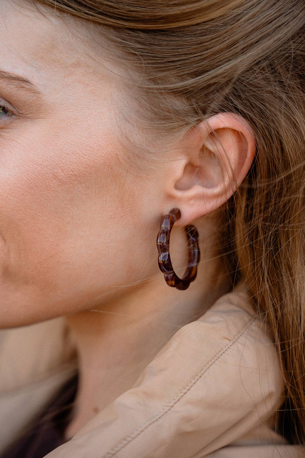 Scarlett Hoops - Cocoa Brown // Fall, Resin, Earrings