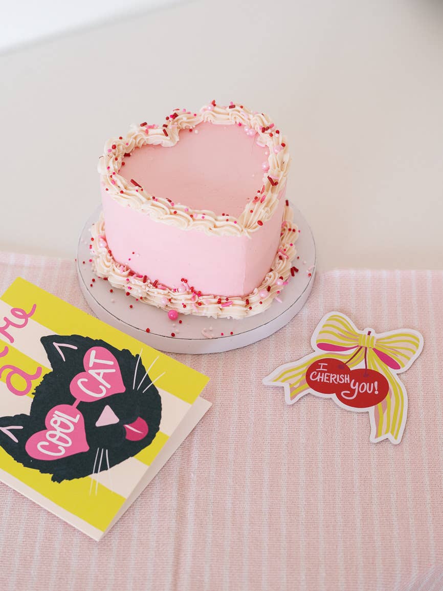 Cherish You Bow Cherry Mini Greeting Card