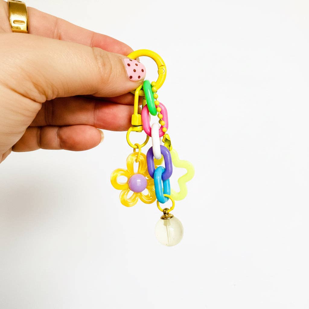 Bag Charm, Acrylic Links and Floral