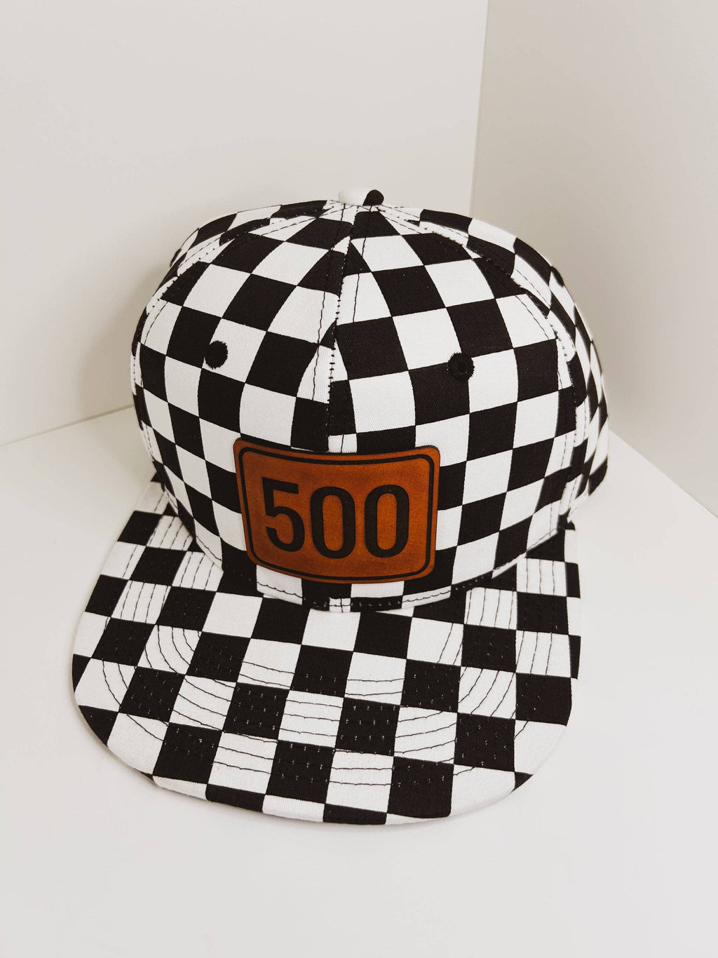Checkered 500 Leather Patch Hat