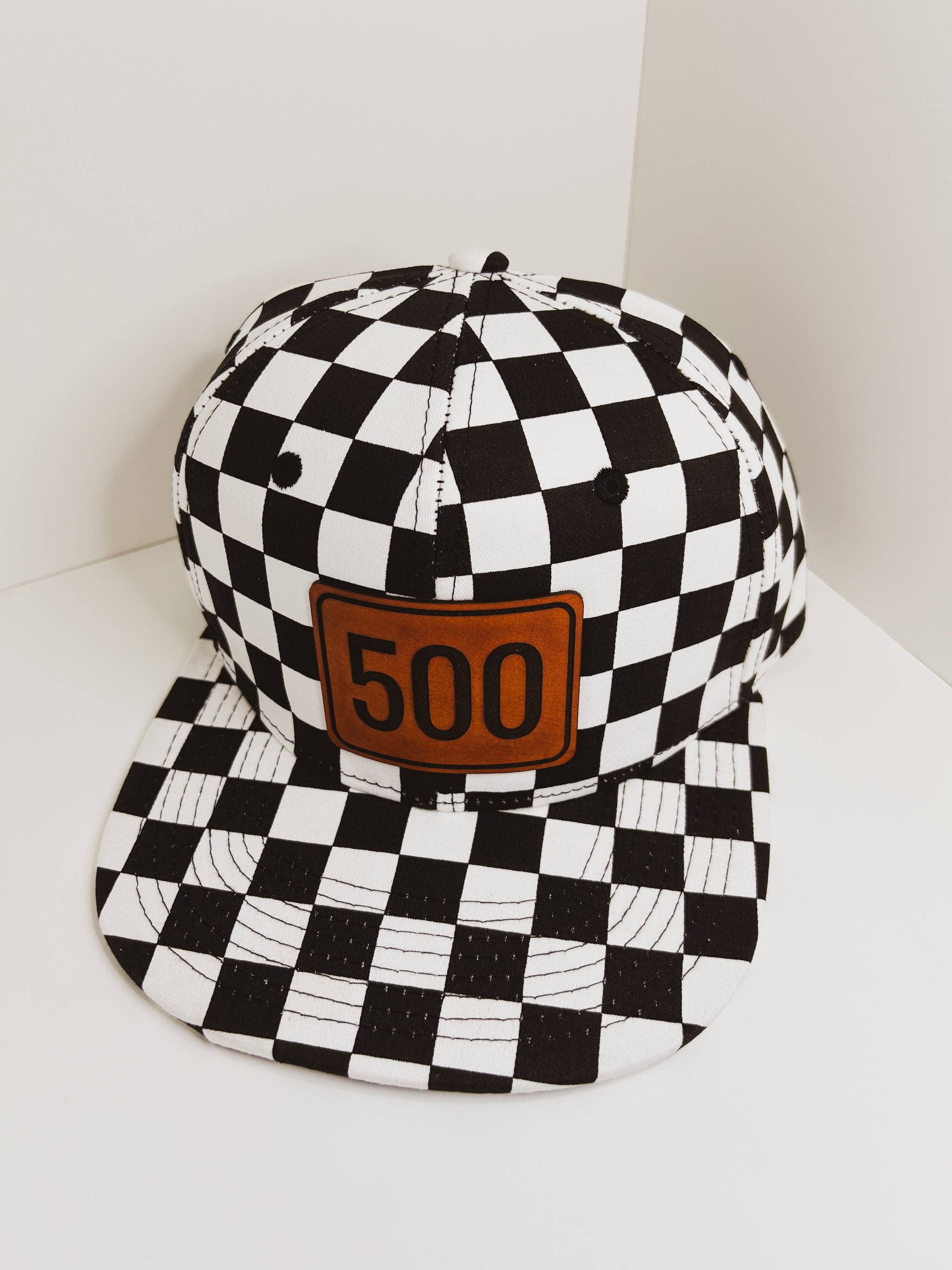 Checkered 500 Leather Patch Hat