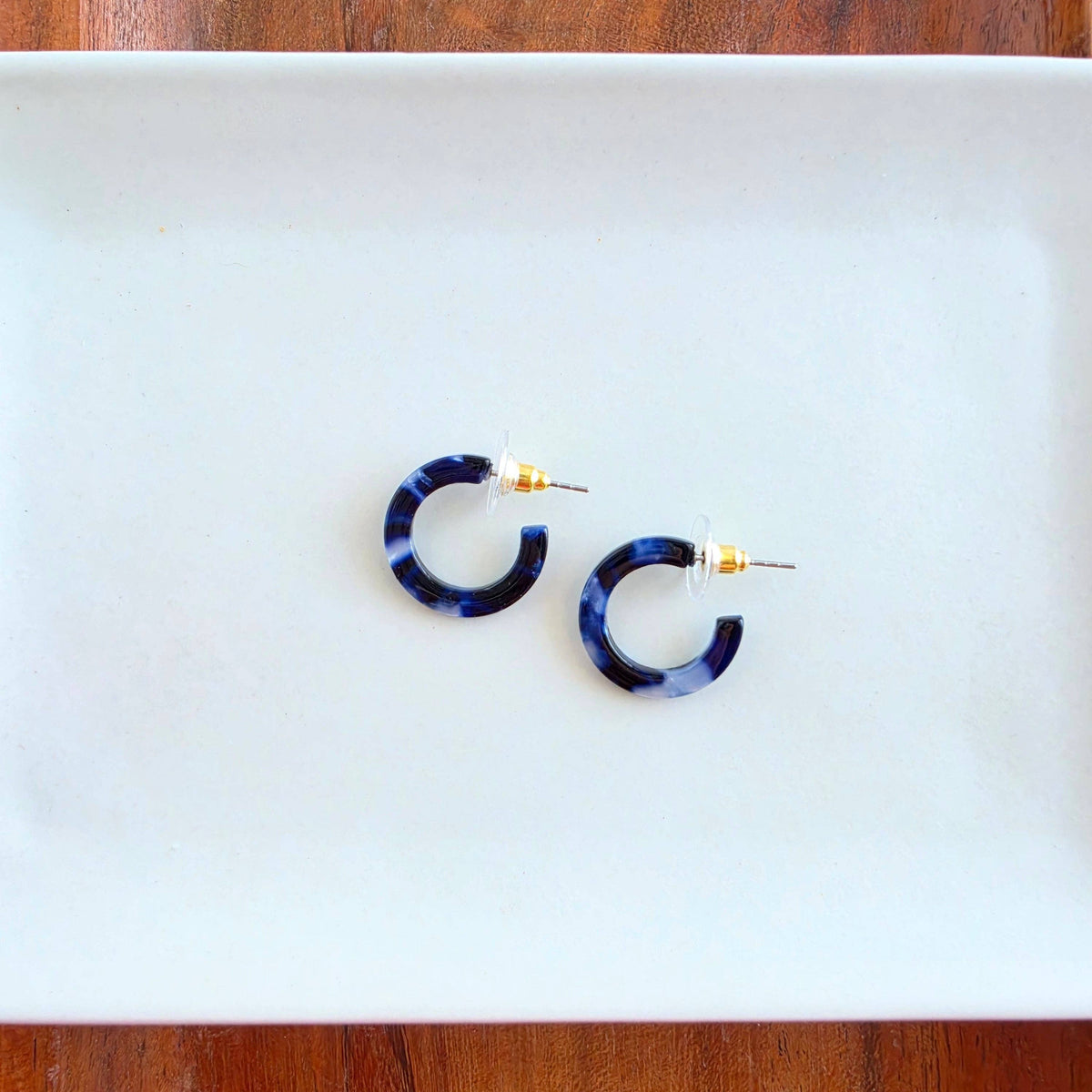 Micro Hoops - Midnight Marble // Fall, Earrings, Jewelry